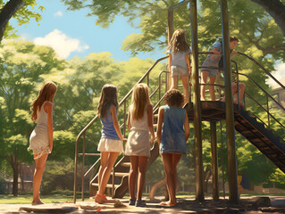 children playing on playground