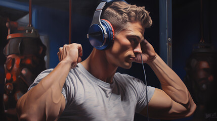 man listening to music