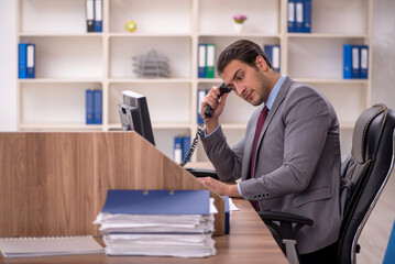 Young male employee working in the office