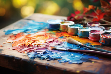 artist palette with brushes