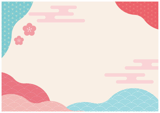 北欧風年賀状に使えるかわいい和柄フレーム薄金