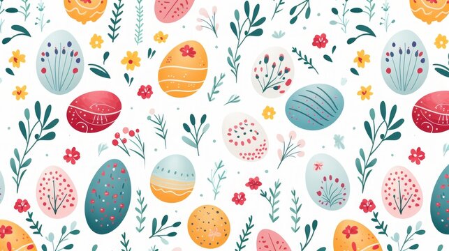 easter repeating patterns, white background, 16:9