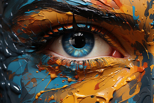 Abstract tears cascading down a face devoid of vibrant hues, capturing the profound sadness and emotional depletion experienced in depression.