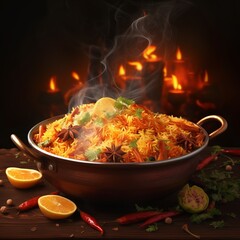 food in a restaurant, bombay biryani, indian traditional food
