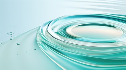  a close up of a water wave with a white circle in the middle of the wave and a light blue background.