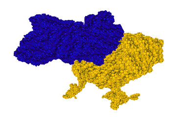 Map of Ukraine. Ukraine from rose petals of blue and yellow flowers