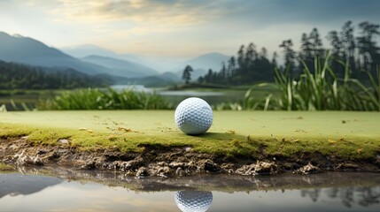 Golf ball on the golf course. - obrazy, fototapety, plakaty
