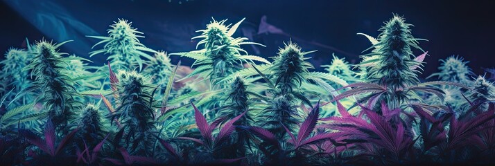 cannabis plants growing on a dark background
