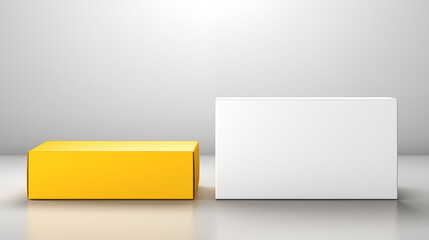 white and yellow blank box mockup