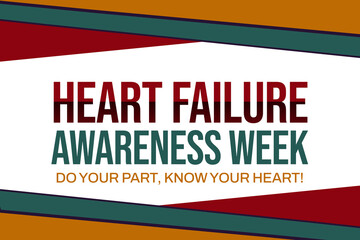 Obraz premium Heart Failure Awareness Week wallpaper with traditional border design. Awareness week for heart failure, backdrop illustration