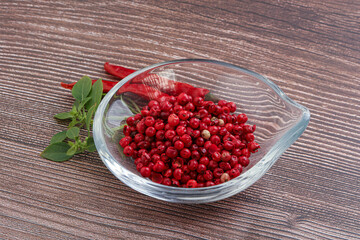 Red pepper seeds in the bowl