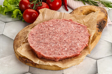 Raw beef uncooked burger cutlet