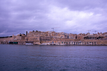 Fototapeta premium The medieval limestone city of Valletta, Malta with its main symbols