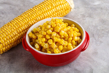 Marinated corn in the bowl