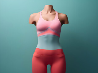 Woman fitness suit mockup, 3D woman fitness suit mockup presentation, female gym and sport suit mockup, ai generated photo