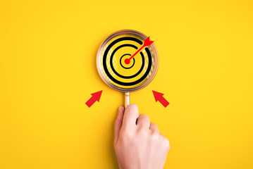 Strategy target goal and arrow up icons on background, Successful project plan, Business strategy...