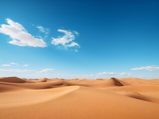 Fototapeta na wymiar A breathtaking desert oasis with golden dunes, under a clear blue sky