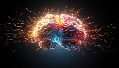 Obraz premium a brain showing electrical currents representing artificial intelligence and technology