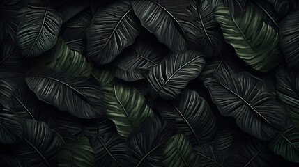 Crafting an Otherworldly Tapestry with Abstract Black Leaves. AI generative.