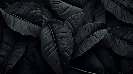 Crafting an Otherworldly Tapestry with Abstract Black Leaves. AI generative.