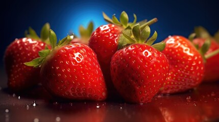 Strawberries on a dark background, close-up, macro. Strawberries. Vitamin Concept With Copy Space.