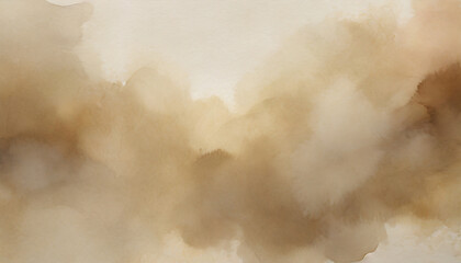 abstract soft watercolor flow blot painting beige neutral color canvas texture horizontal paper background