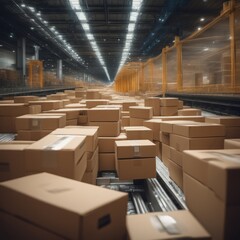 abstract background of a large industrial warehouse abstract background of a large industrial warehouse warehouse with boxes, boxes and boxes. 3d rendering.