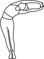 Simple vector illustration of Tiryaka Tadasana, healthy lifestyle, sports, yoga asana, doodle and sketch