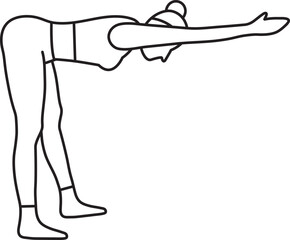 Simple vector illustration of Ardha prasarita padottanasana, healthy lifestyle, yoga asana, sports, doodle and sketch