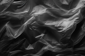 Plastic wrap overlay on black background. Polyethylene cover background.