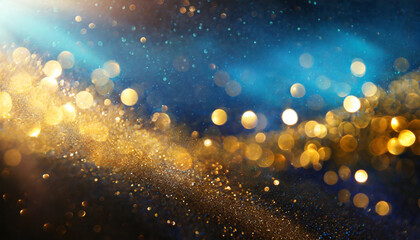 Fototapeta na wymiar background of abstract glitter lights gold blue and black de focused