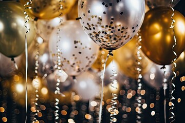 Festive Extravaganza: Balloons and Confetti Celebration, new year's party, generative AI