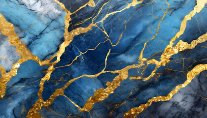 sapphire blue marble stone with gold vein vivid graphite texture geode wallpaper background