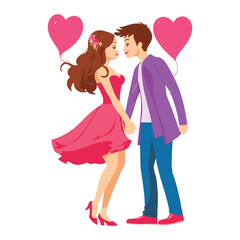 Happy love couples Vector. Valentine Day Vector Men and women kissing, hugging, and cuddling. 
Diverse people in romantic relationships. Colored flat vector illustration of lovers
