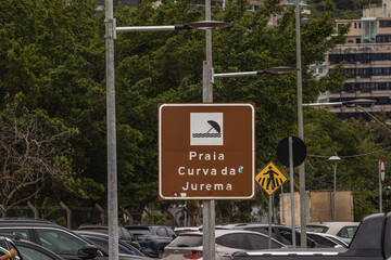placa de informação turística na cidade de Vitória, Estado do Espirito Santo, Brasil