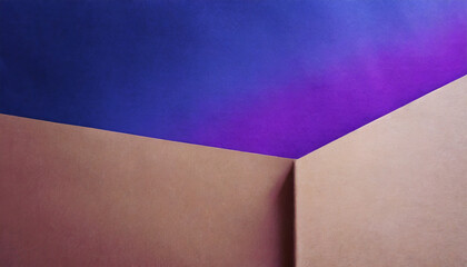 colorful two tone purple gradation with dark navy blue color paint on recycled blank blank cardboard box kraft paper texture background with space minimal design style