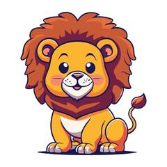 Lion Vector. Cute Lion Cartoon Vector Illustration