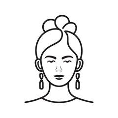 Girl Vector. American Cute Women Black And White Vector Art. girl line art vector