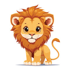 Lion Vector. Cute Lion Cartoon Vector Illustration