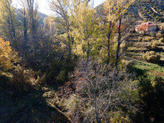 Aerial Autumn view of Zemen Gorge, Bulgaria