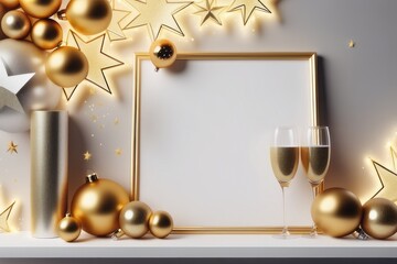 christmas background with golden baubles