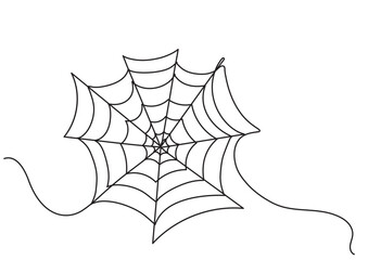 Stylized one line vector drawing of spider web for Halloween