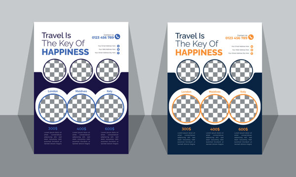 Travel Vacation Tour Agency Flyer Template Design.