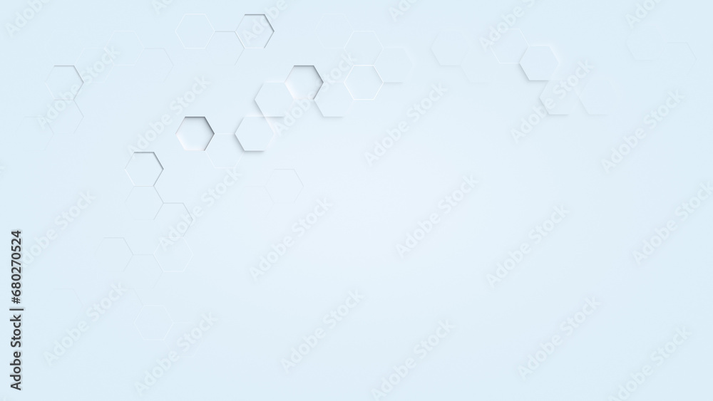 Poster abstract patterns of hexagons with 3d effect on light blue background. technology, connection and da