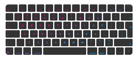 The keyboard is isolated on a transparent background, keyboard button. Empty keyboard button.  Gradient color. 