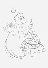 coloring sheet with a dragon