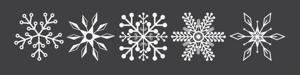 Snowflake variations icon collection . Doodle line snow icons, Winter symbol .	
 - obrazy, fototapety, plakaty