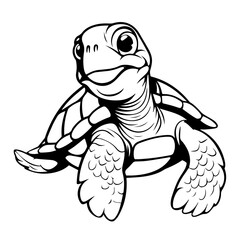 Graceful Sea Turtle Vector Illustration