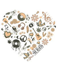 Greeting card for your loved one with elements of musical instruments.