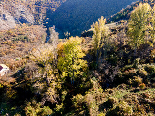 Aerial Autumn view of Zemen Gorge, Bulgaria